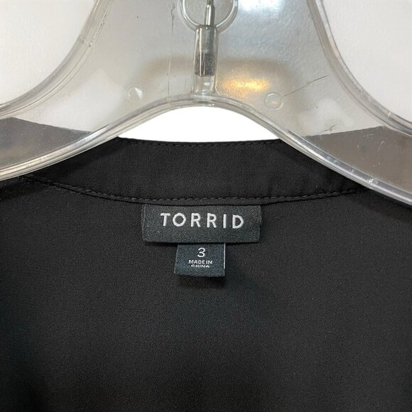 Torrid Georgette Tie-Front Flutter Sleeve Blouse Black Size 3X 22-24 Polyester - Picture 3 of 10